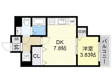 大阪 PRESTIGE ACCOMMODATION(1LDK/7階)の間取り写真