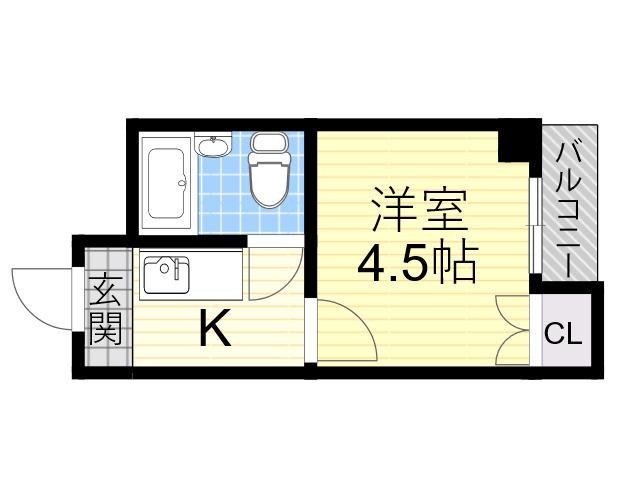 ケアンズクラブ帝塚山(ワンルーム/5階)の間取り写真