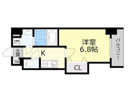 ラグゼ西田辺(1K/7階)の間取り写真