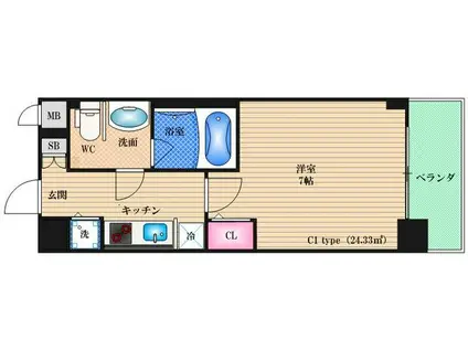 S-RESIDENCE天王寺(1K/3階)の間取り写真