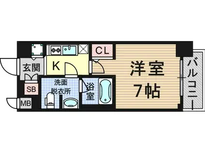 S-RESIDENCE天王寺(1K/6階)の間取り写真