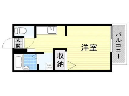 カネマスロイヤルコートA棟(ワンルーム/2階)の間取り写真