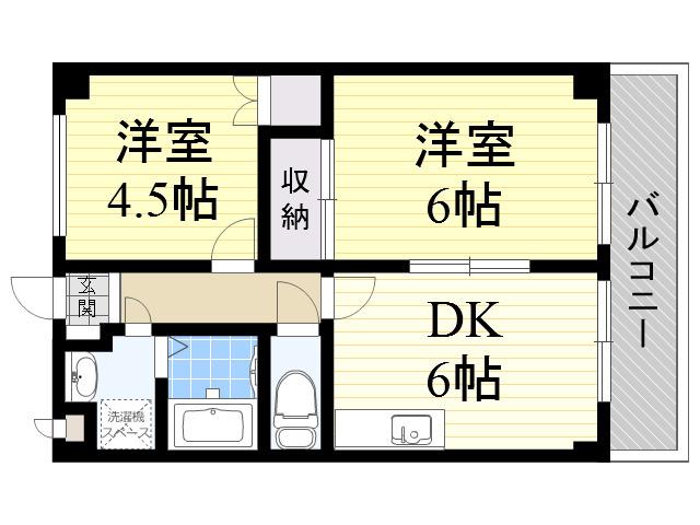 プレシャス長居(2DK/4階)の間取り写真