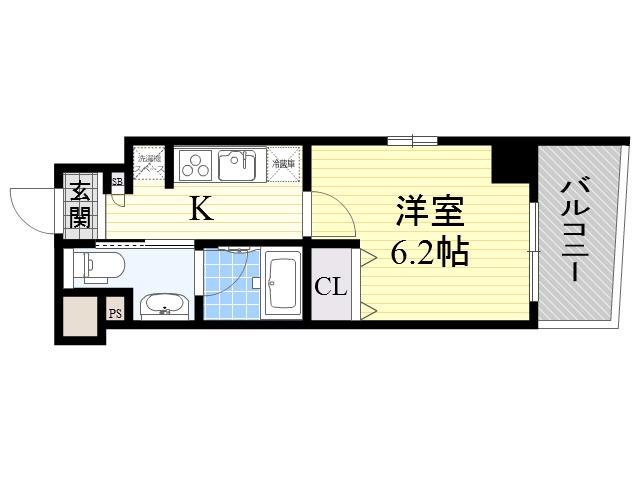 FUJIMAN北山町(1K/3階)の間取り写真