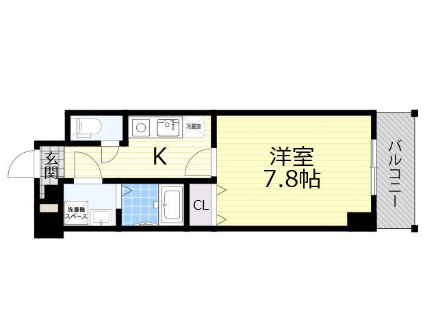トレノーヴェ南巽(1K/6階)の間取り写真
