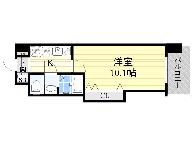 LUXE天王寺(1K/11階)の間取り写真