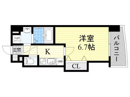 LUXE田辺(1K/8階)の間取り写真