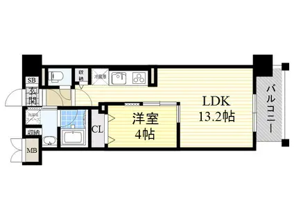 ラフェスタ真田山(1LDK/2階)の間取り写真