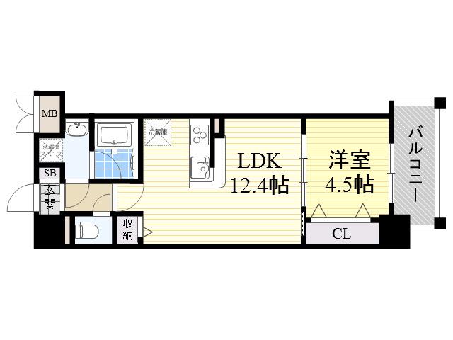 ラフェスタ真田山(1LDK/1階)の間取り写真