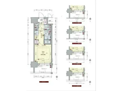 プレサンス玉造駅前ルージュ(1K/9階)の間取り写真