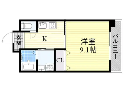 レバンガ阿倍野AP(1K/3階)の間取り写真