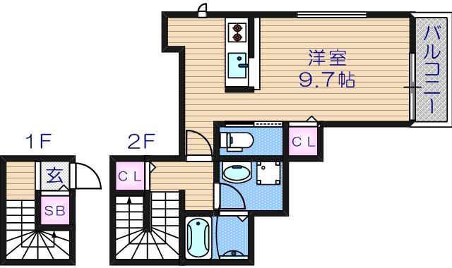 CASA PINO BUG(ワンルーム/2階)の間取り写真