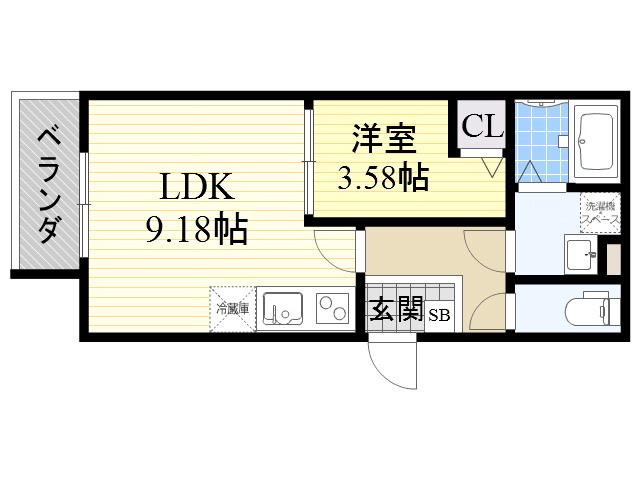 グランドスラム(1LDK/1階)の間取り写真
