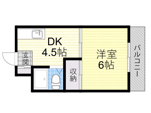 ラパンジール大国3(1DK/2階)の間取り写真