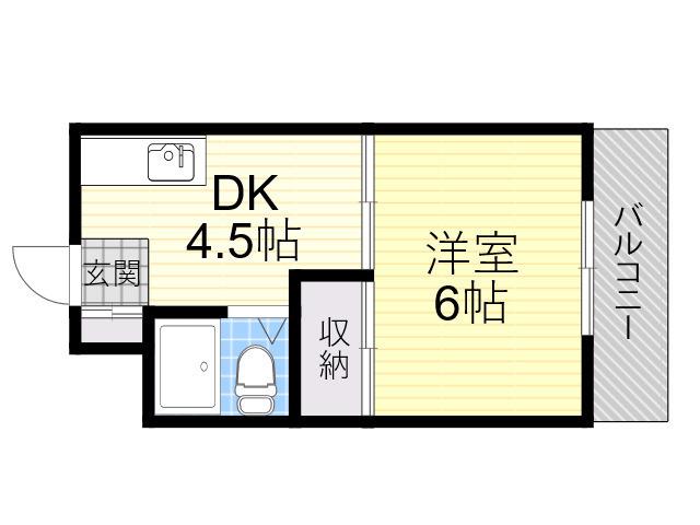 ラパンジール大国3(1DK/4階)の間取り写真