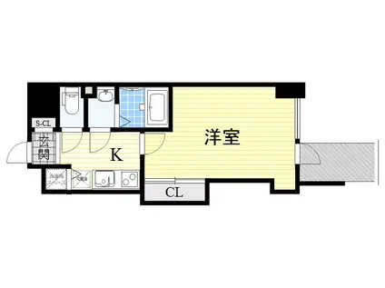 ラグゼ花園(1K/9階)の間取り写真