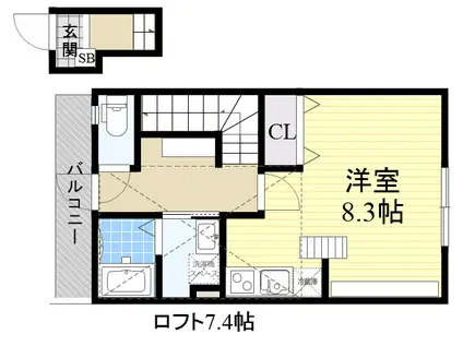 あんしん住道矢田08-5001(ワンルーム/2階)の間取り写真