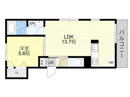 メゾン・グレース・ケイ生野東Ⅱ(1LDK/3階)の間取り写真