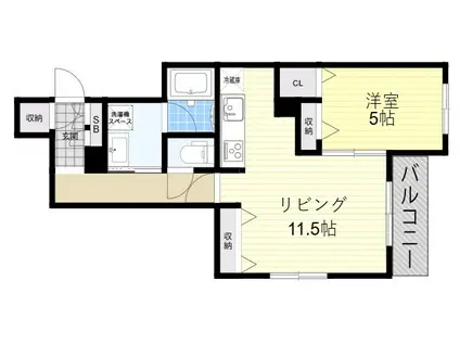 メゾン・グレース・ケイ生野東Ⅱ(1LDK/1階)の間取り写真