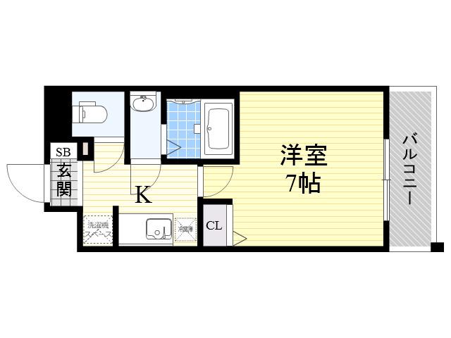 グランパシフィック新今里Ⅱ(1K/3階)の間取り写真