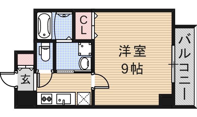クレシア道頓堀(1K/5階)の間取り写真