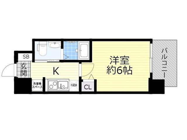 ラクラス阿倍野元町(1K/6階)の間取り写真