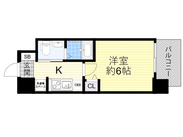ラクラス阿倍野元町(1K/3階)の間取り写真