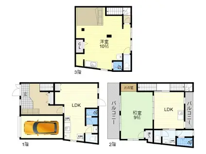 JR大阪環状線 寺田町駅 徒歩5分 3階建 築47年(3LDK)の間取り写真