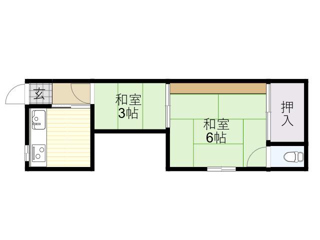 阪本文化(2K/1階)の間取り写真