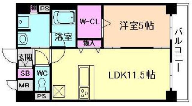 BROU福島(1LDK/9階)の間取り写真