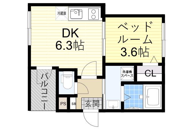 OEILLET(1DK/1階)の間取り写真
