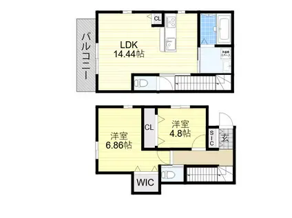 近鉄南大阪線 針中野駅 徒歩9分 2階建 新築(2LDK)の間取り写真