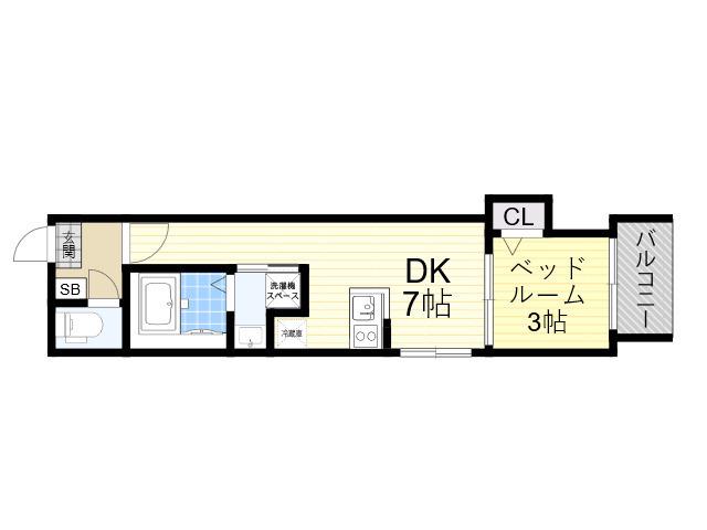 ハーモニーテラス杭全Ⅱ(1DK/3階)の間取り写真