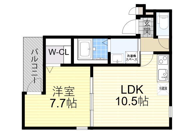フジパレス今川公園Ⅴ番館(1LDK/2階)の間取り写真