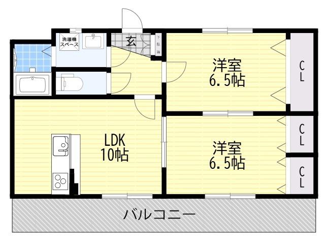 グランルージュ(2LDK/1階)の間取り写真
