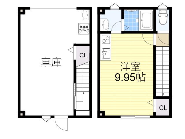 GARAGE HOUSE WOODS(ワンルーム)の間取り写真