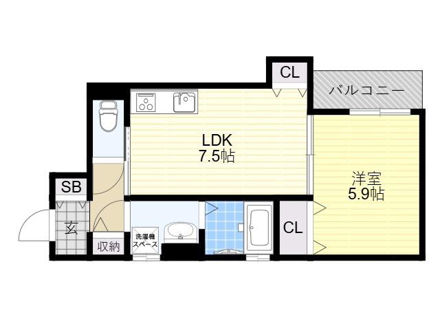 クリエオーレ照ヶ丘Ⅱ(1LDK/2階)の間取り写真