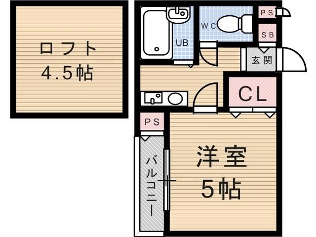 アグレアーブル塚口(1K/1階)の間取り写真