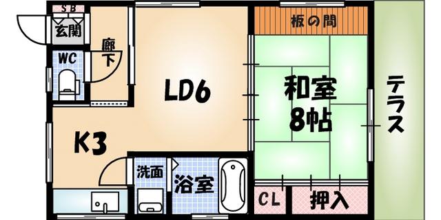 井上ハイツ(1LDK/1階)の間取り写真