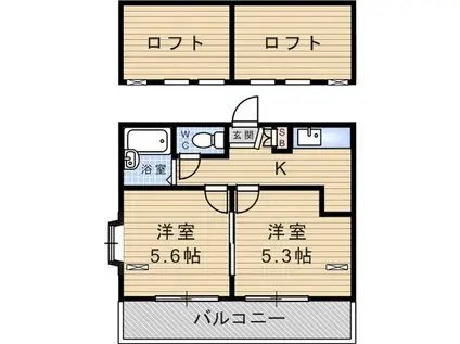 モナムール武庫之荘(2K/2階)の間取り写真