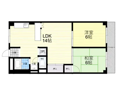メゾンマルミ武庫之荘(2LDK/3階)の間取り写真
