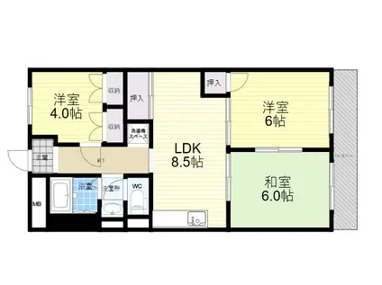 メゾンマルミ武庫之荘(3LDK/4階)の間取り写真