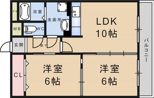 サンハイム森陽(2LDK/2階)の間取り写真