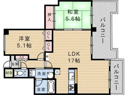コスモ南武庫之荘(2LDK/5階)の間取り写真