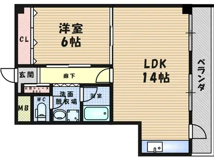 ポート武庫之荘(1LDK/2階)の間取り写真