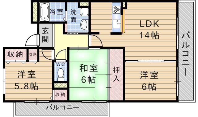成城スクエア(3LDK/3階)の間取り写真