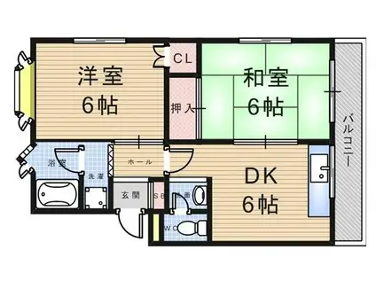グリーンフォレスト武庫之荘3号館(2DK/2階)の間取り写真