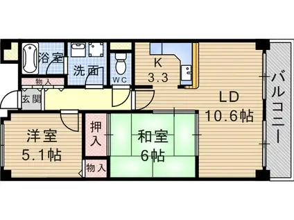 ケーフィル塚口(2LDK/1階)の間取り写真
