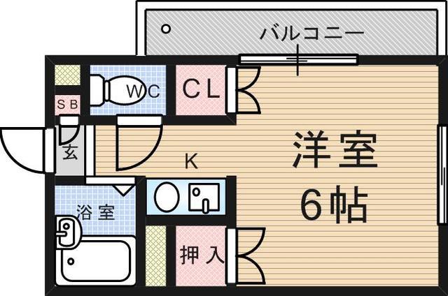 アーバンヴィレッジ武庫之荘(ワンルーム/2階)の間取り写真