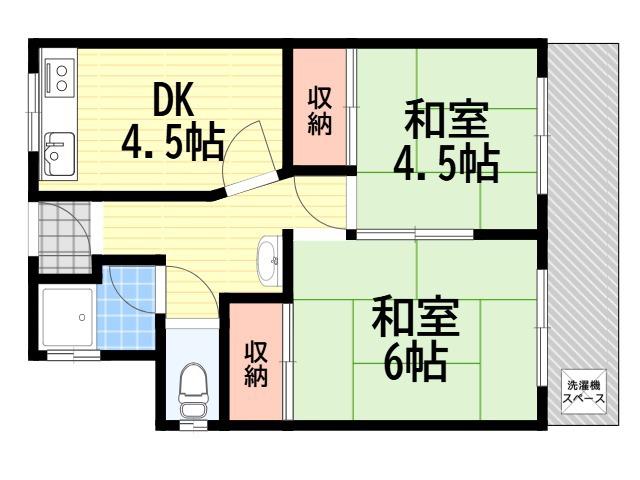 西武庫松崎マンション(2DK/2階)の間取り写真
